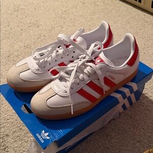 Adidas Kids Samba White and Red Sneakers